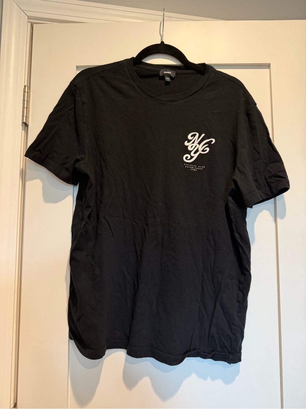 Express Black Short Sleeve Tee with White NYC Script Logo
